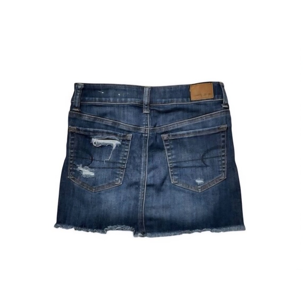 American Eagle Distressed Denim Mini Skirt Women's Size 2 Y2K Grunge - Picture 3 of 6